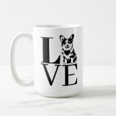 コーギーLOVE 愛をこめて コーギー愛好家 犬ママ ペットオーナー 遊び心あふれる コーヒーマグカップ (左)