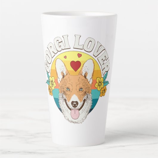 コーギーLOVER レインボー カフェラテマグ (正面)
