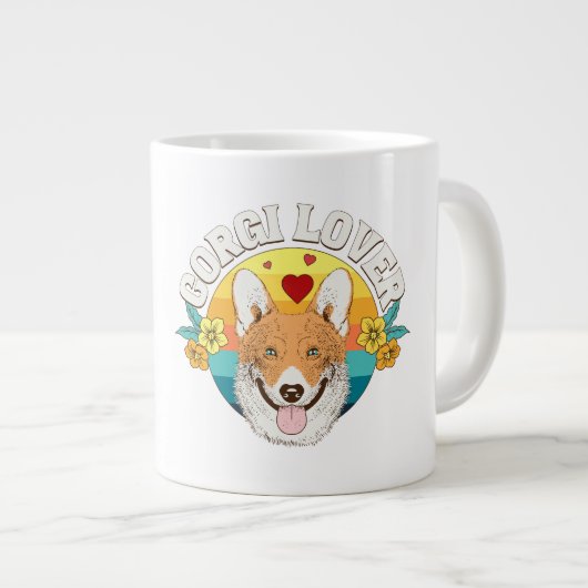 コーギーLOVER レインボー ジャンボコーヒーマグカップ (正面右)