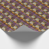 コーギ不気味ドグハロウィーンウィッチカボチャ ラッピングペーパー (角)