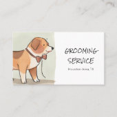 コーギ付き水彩色ペットグルーミング 名刺 (正面)