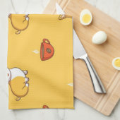 コーギ及びコーヒーパターン キッチンタオル (四つ折り)