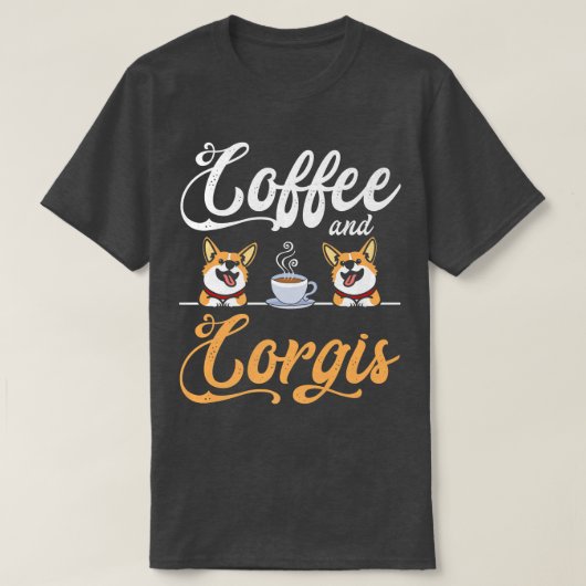コーギ愛犬カフェインコーヒー用コーギアパレル Tシャツ (デザイン正面)