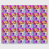 コーギ明るいはっきりした色 ラッピングペーパー (フラット)