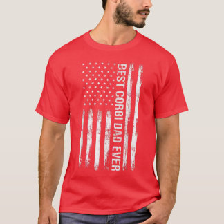 コーギ最高のパパエバーティードッグ恋人アメリカ国旗Pa Tシャツ