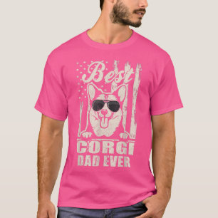 コーギ最高のパパエバーヴィンテージレトロフラッグドッグパパ Tシャツ