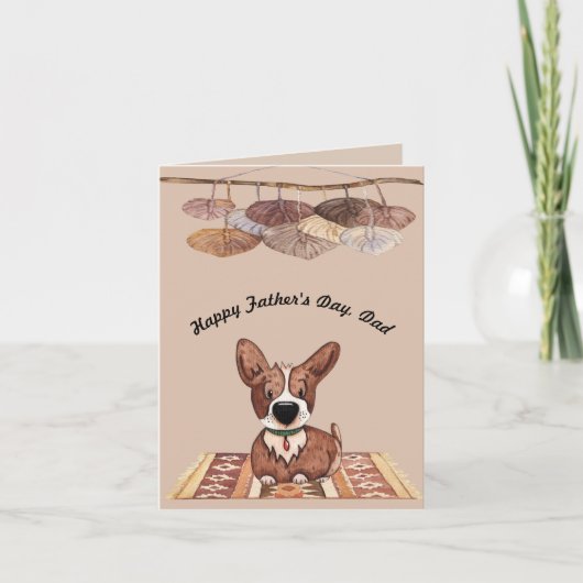 コーギ犬からの父の日札 カード (正面)