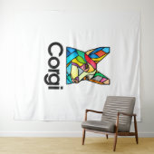 コーギ犬のオーナーペンブロークメンズウェルシュコーギーメンズ タペストリー (インサイチュ(横))