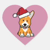 コーギ犬の子犬ペンブロークウェルシュクリスマスサンタハット ハートシール (正面)