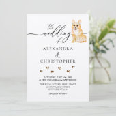 コーギ犬の結婚子犬の書道 招待状 (スタンド正面)