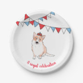 コーギ王室の丸紙プレート ペーパープレート (正面)