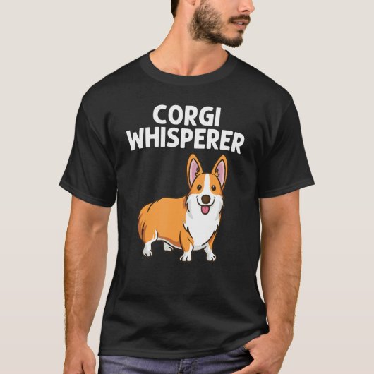 コーギ男性へ女子ウェルシュコーギー犬動物 Tシャツ (正面)