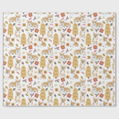 コーギ祝スクリスマス – 白いパターン ラッピングペーパー (フラット)