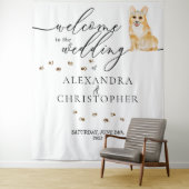 コーギ結婚犬へようこそ タペストリー (インサイチュ)