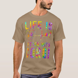 コーギ絞り染めハートビートヒッピー犬の衣装 Tシャツ