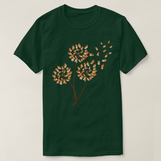 コーギ花ティーはフライdandelion犬の恋人t犬t犬t犬 tシャツ (デザイン正面)
