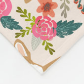 コーギ花模様毛布 – かわいいコーギフト フリースブランケット (角)