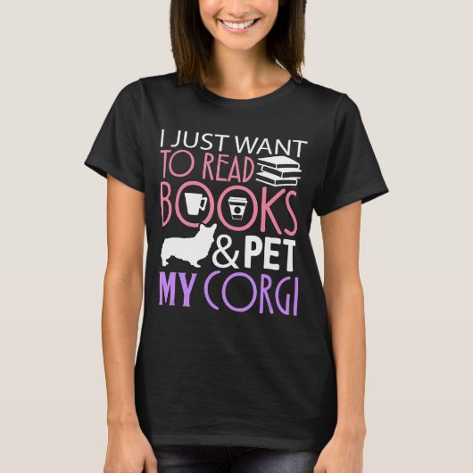 コーギ読シュナウザーの本読犬T型 Tシャツ (正面)