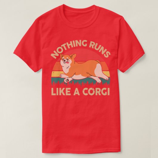 コーギ走のペンブロークウェルシュ Tシャツ (デザイン正面)