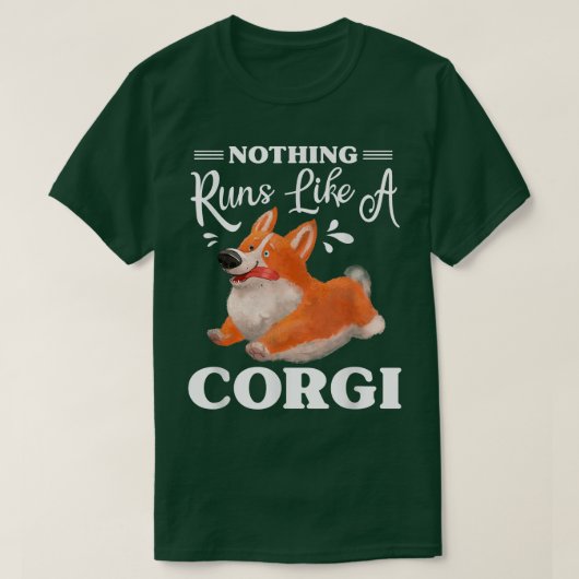 コーギ走の可愛いコおもしろいルギに限る Tシャツ (デザイン正面)