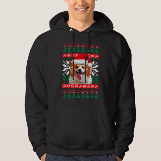 コーギ醜いクリスマスセータースタイルサンタハットペンバー パーカ (正面)