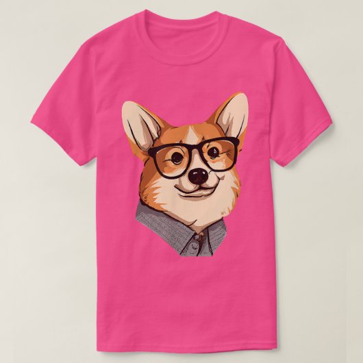 コーギ頭が切れるドッグラバーパピーレトロ Tシャツ (デザイン正面)