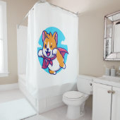 コーギ飛んでいるスカイケおもしろいープ シャワーカーテン (インサイチュ)