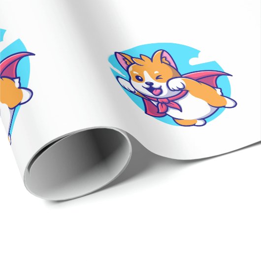 コーギ飛んでいるスカイケおもしろいープ ラッピングペーパー (ロールコーナー)