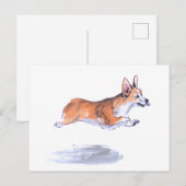 コーギ飛行絵画時間 ポストカード (正面/裏面)
