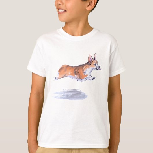 コーギ飛行絵画時間 Tシャツ (正面)
