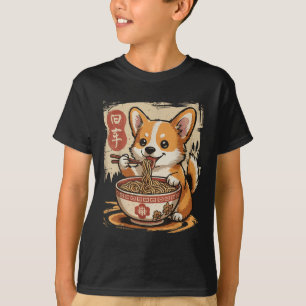 コーギ食べラーメン Tシャツ