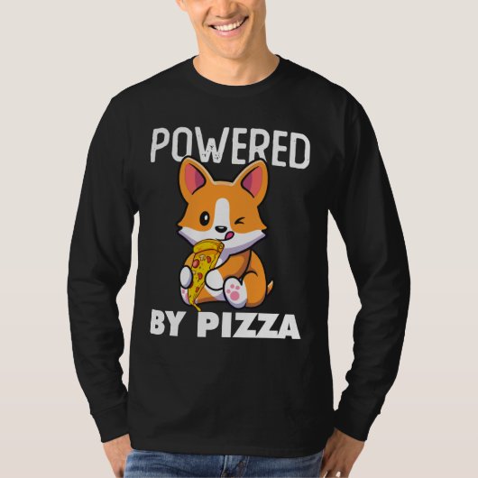 コーギ食べーのピザコおもしろいルギピザ88 Tシャツ (正面)