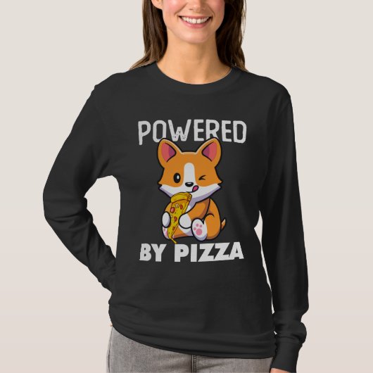 コーギ食べーのピザコおもしろいルギピザ88 Tシャツ (正面)