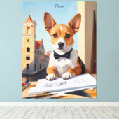 コーギ魅力的建築家の犬の恋人 キャンバスプリント (インサイチュ (ウッドフロア))