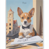 コーギ魅力的建築家の犬の恋人 シール (正面)