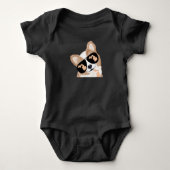 コーギ – ミシガンの地図の輪郭を眼鏡で描く！ ベビーボディスーツ (正面)