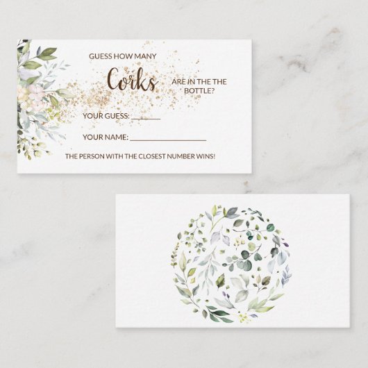 コークスハバルブライダルシャワーゲームカードの数 プレイスカード (正面/裏面)