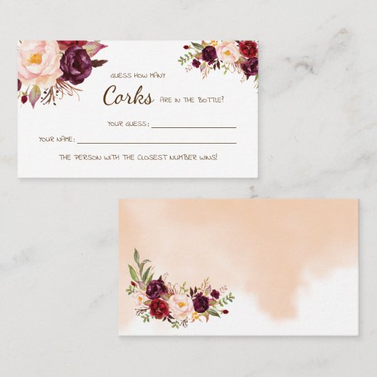 コークスマルサラブライダルシャワーゲームカード数 プレイスカード (正面/裏面)