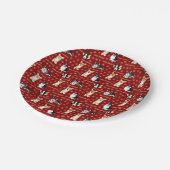 コーグメメリース文字 – クリスマスコーギレッドパターン ペーパープレート (アングル)