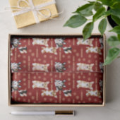 コーグメメリース文字 – クリスマスコーギレッドパターン 薄葉紙 (ギフト)