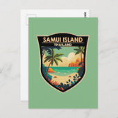 コーサムイアイランドタイランドトラベルアートバッジ ポストカード (正面/裏面)