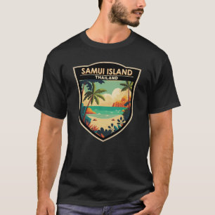 コーサムイアイランドタイランドトラベルアートバッジ Tシャツ
