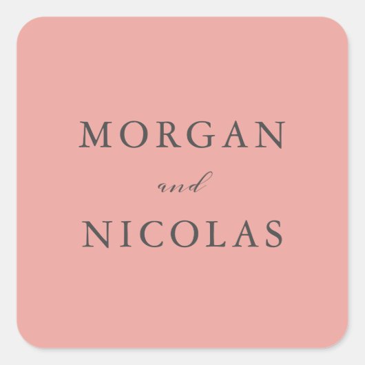 コーシンプルルモダン新郎新婦の名前 スクエアシール (正面)