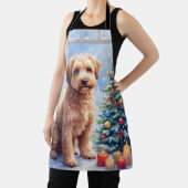 コーシーなクリスマスのフランダース・ブーヴィエ犬アート エプロン (インサイチュ)