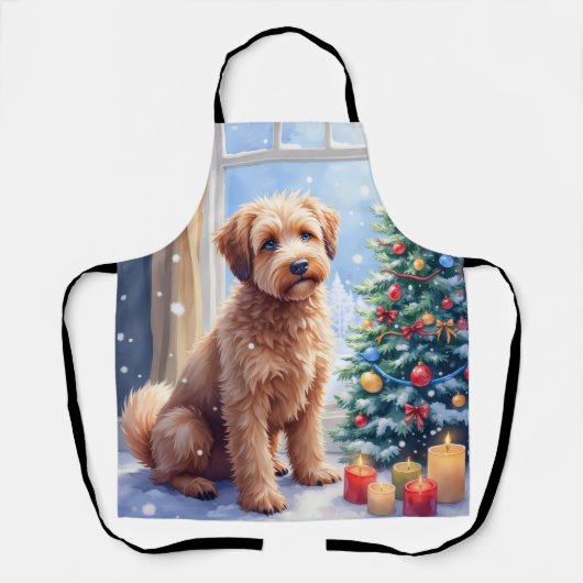 コーシーなクリスマスのフランダース・ブーヴィエ犬アート エプロン (正面)