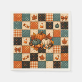 コーシーパンプキンパッチワークキルトハロウィンナプキン スタンダードカクテルナプキン