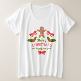 コージィジンジャーブレッドプラスサイズクリスマスTシャツUSA プラスサイズTシャツ
