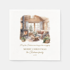 コージィパーソナライズされたクリスマスホームホリデー スタンダードカクテルナプキン