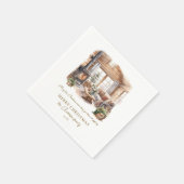 コージィパーソナライズされたクリスマスホームホリデー スタンダードカクテルナプキン (角)