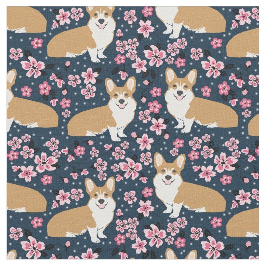 コージドッグズさくらんぼの花 ファブリック (クローズアップ)